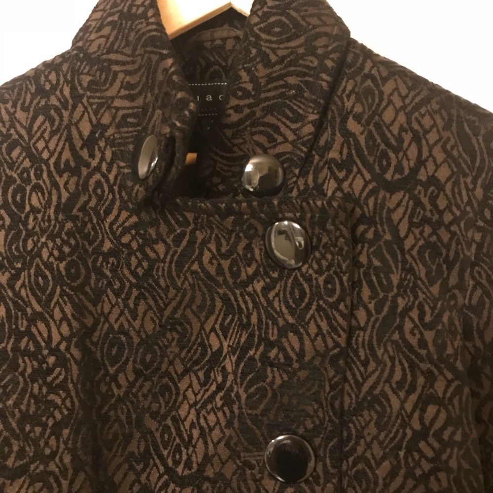 Pattern Brown Two-Tone Belted Jacket - image 2